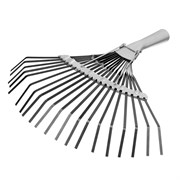 Грабли веерные стальные, 385 мм, 20 плоских зубьев, оксидированные, без черенка, Сибртех 18384