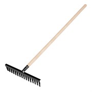 Грабли стальные, 420х1300 мм, 16 витых зубьев, деревянный черенок, Сибртех 18414