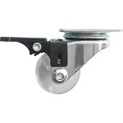 Колесо ПУ прозрачное поворотное с тормозом d-35 мм, крепление платформенное Сибртех 18530