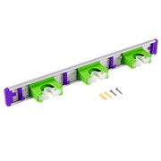 Алюминиевый настенный держатель для садово - огородного инструмента, 3 ячейки, 3 крюка, Palisad 18737