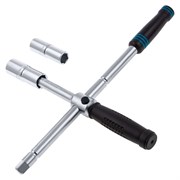 Ключ-крест баллонный, складной с изменяющимся рычагом, 17 мм, 19 мм, 21 мм, 23 мм, CrV, хромированный Gross 14956