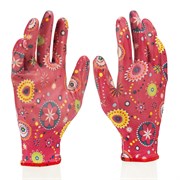 Перчатки садовые из полиэстера с нитрильным обливом, красные, M Palisad 18973