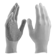 Перчатки Нейлон, ПВХ точка, 13 класс, белые, L 18989