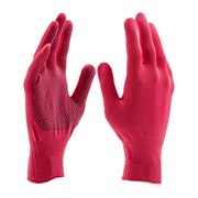Перчатки Нейлон, ПВХ точка, 13 класс, цвет розовая фуксия, L 18990