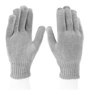 Перчатки трикотажные, акрил, двойные, серая туча, двойная манжета Сибртех 19020