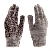 Перчатки трикотажные усиленные, гелевое ПВХ-покрытие, 7 класс, бело-серый меланж Сибртех 19036