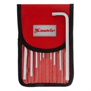 Набор ключей имбусовых Torx -Torx Tamper: 9 шт, T10-T50, CrV, удлиненных, с сатинированным покрытием, чехол Matrix 14996