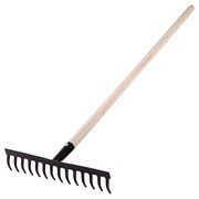 Грабли стальные, 360х1300 мм, 14 прямых зубьев, деревянный черенок, Сибртех 19282