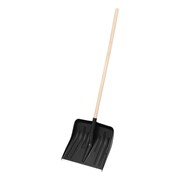 Лопата для уборки снега пластиковая, 420 х 425 х 1550 мм, деревянный черенок, Сибртех 19371