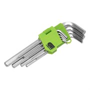 Набор ключей имбусовых HEX, 1.5-10 мм, 45x, закаленные, 9 шт, удлиненные, никель Сибртех 15003