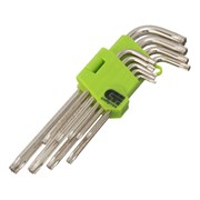 Набор ключей имбусовых Tamper-Torx , 9 шт: ТТ10-ТТ50.45x, закаленные, удлиненные, никель Сибртех 15004
