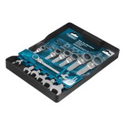 Набор ключей комбинированных с трещоткой, 8-19 мм, 7 шт, шарнирные, CrV Gross 15173