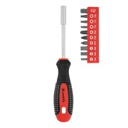 Отвертка с набором бит, 11 шт, Fusion, CrV, трехкомпонентная рукоятка 